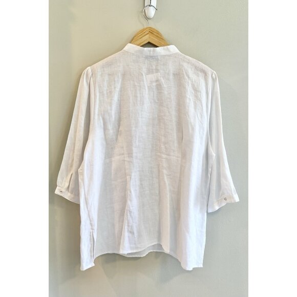 Saint‎ Tropez West Women’s 100% Linen White Tunic Top Embroidery Coastal Resort - Picture 6 of 10